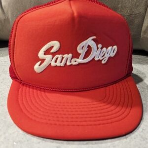 Vintage Red San Diego Trucker Hat